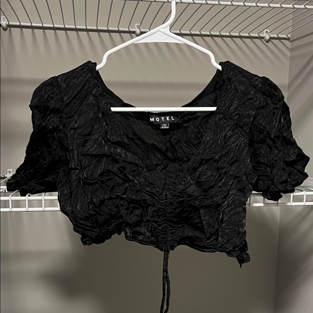 Motel Rocks Black Textured Crop Top